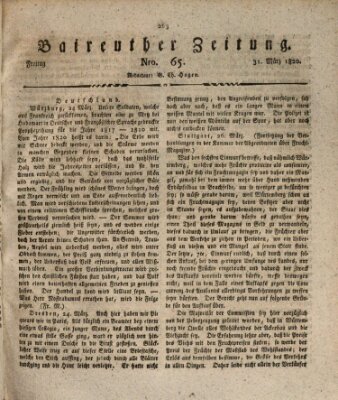 Bayreuther Zeitung Freitag 31. März 1820