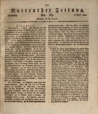 Bayreuther Zeitung Donnerstag 6. April 1820