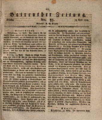 Bayreuther Zeitung Dienstag 18. April 1820