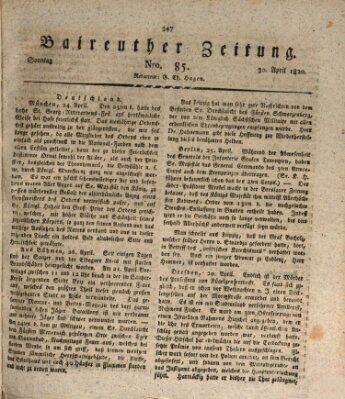 Bayreuther Zeitung Sonntag 30. April 1820