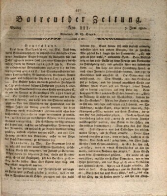 Bayreuther Zeitung Montag 5. Juni 1820