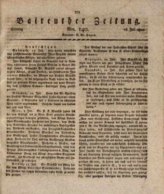 Bayreuther Zeitung Sonntag 16. Juli 1820