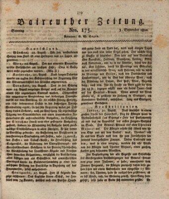 Bayreuther Zeitung Sonntag 3. September 1820