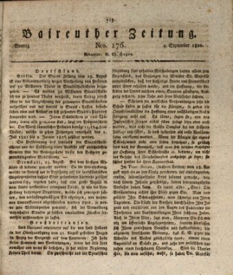 Bayreuther Zeitung Montag 4. September 1820