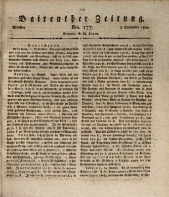 Bayreuther Zeitung Dienstag 5. September 1820