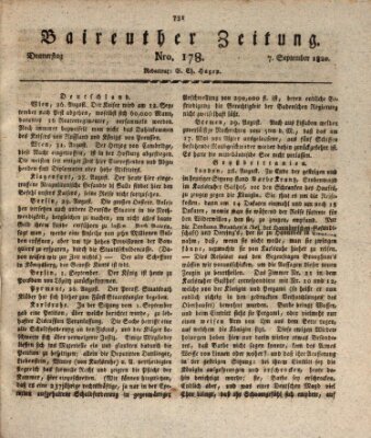 Bayreuther Zeitung Donnerstag 7. September 1820