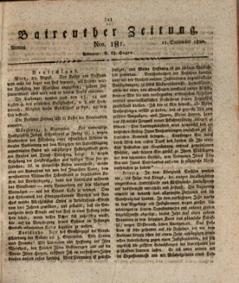 Bayreuther Zeitung Montag 11. September 1820