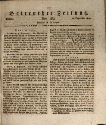 Bayreuther Zeitung Dienstag 12. September 1820