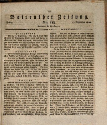 Bayreuther Zeitung Freitag 15. September 1820