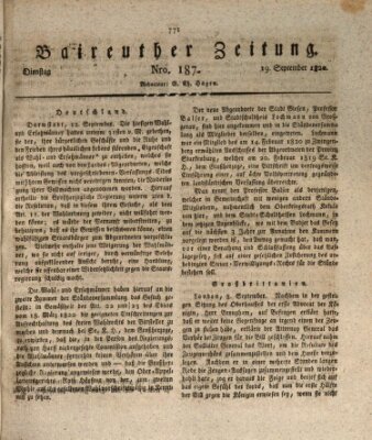 Bayreuther Zeitung Dienstag 19. September 1820