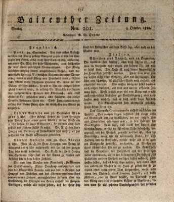 Bayreuther Zeitung Montag 9. Oktober 1820