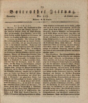 Bayreuther Zeitung Donnerstag 26. Oktober 1820