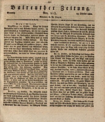 Bayreuther Zeitung Sonntag 29. Oktober 1820