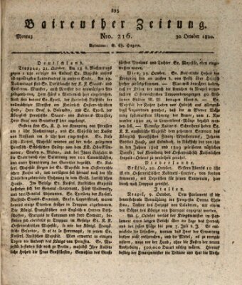 Bayreuther Zeitung Montag 30. Oktober 1820