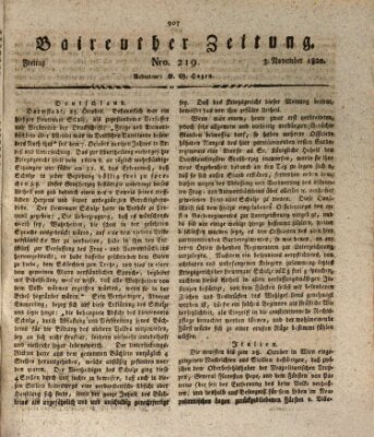 Bayreuther Zeitung Freitag 3. November 1820