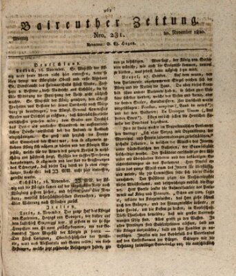 Bayreuther Zeitung Montag 20. November 1820