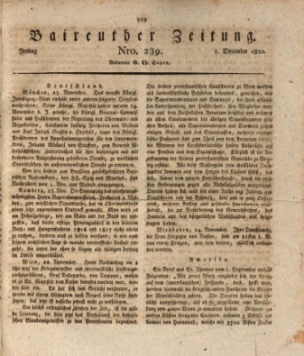 Bayreuther Zeitung Freitag 1. Dezember 1820