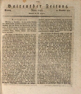 Bayreuther Zeitung Sonntag 10. Dezember 1820