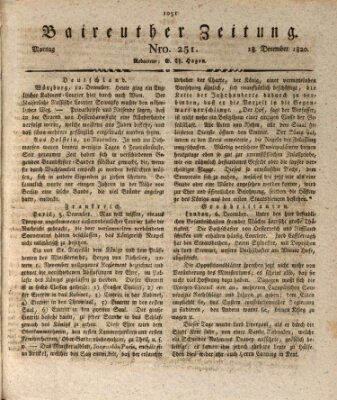 Bayreuther Zeitung Montag 18. Dezember 1820