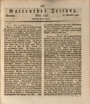 Bayreuther Zeitung Donnerstag 21. Dezember 1820