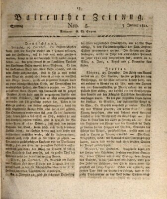 Bayreuther Zeitung Sonntag 7. Januar 1821