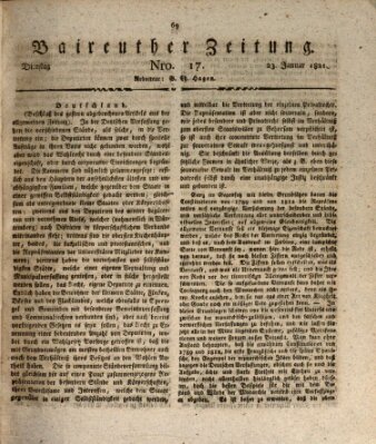 Bayreuther Zeitung Dienstag 23. Januar 1821