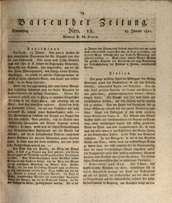 Bayreuther Zeitung Donnerstag 25. Januar 1821