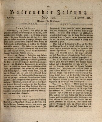 Bayreuther Zeitung Sonntag 4. Februar 1821