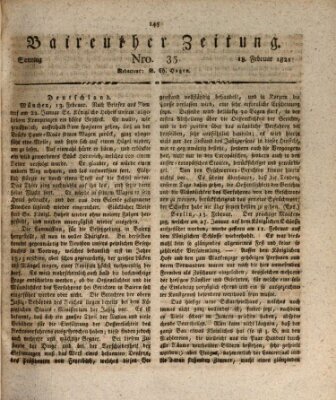 Bayreuther Zeitung Sonntag 18. Februar 1821