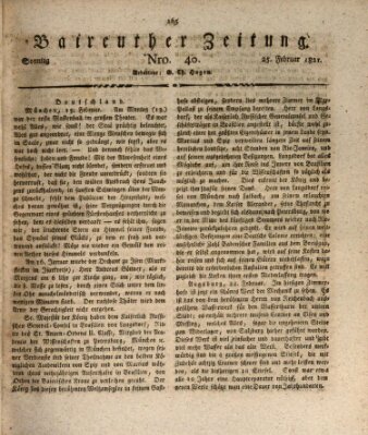 Bayreuther Zeitung Sonntag 25. Februar 1821