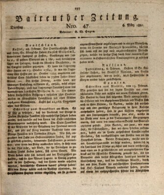 Bayreuther Zeitung Dienstag 6. März 1821