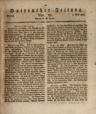 Bayreuther Zeitung Sonntag 1. April 1821