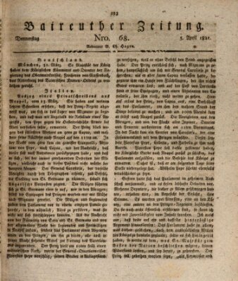 Bayreuther Zeitung Donnerstag 5. April 1821