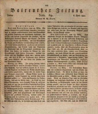 Bayreuther Zeitung Freitag 6. April 1821