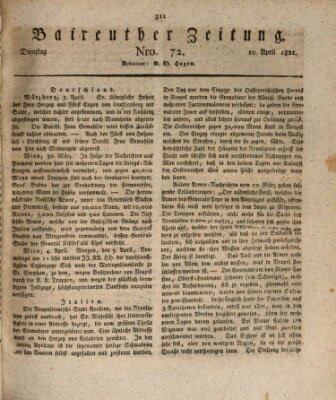 Bayreuther Zeitung Dienstag 10. April 1821