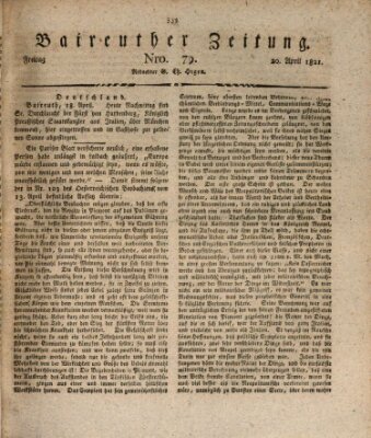 Bayreuther Zeitung Freitag 20. April 1821