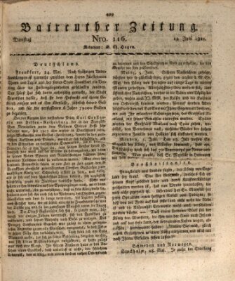 Bayreuther Zeitung Dienstag 12. Juni 1821