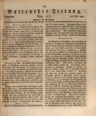 Bayreuther Zeitung Donnerstag 14. Juni 1821