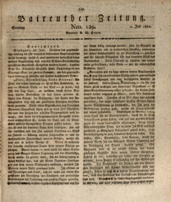 Bayreuther Zeitung Sonntag 1. Juli 1821