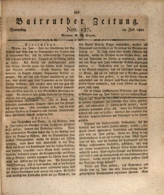 Bayreuther Zeitung Donnerstag 12. Juli 1821