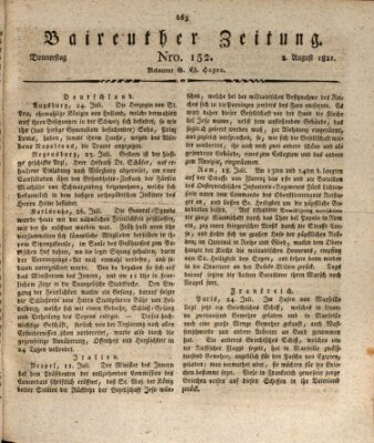 Bayreuther Zeitung Donnerstag 2. August 1821