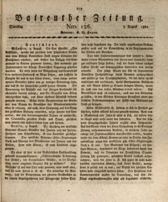 Bayreuther Zeitung Dienstag 7. August 1821