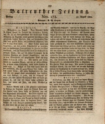 Bayreuther Zeitung Freitag 31. August 1821