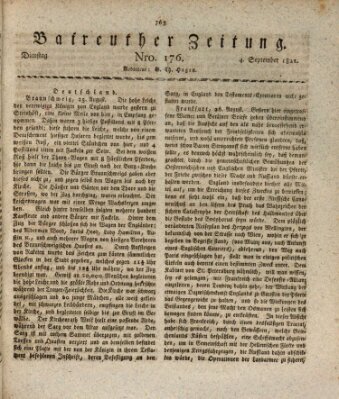 Bayreuther Zeitung Dienstag 4. September 1821