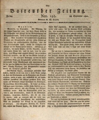 Bayreuther Zeitung Freitag 28. September 1821