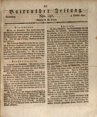 Bayreuther Zeitung Donnerstag 4. Oktober 1821