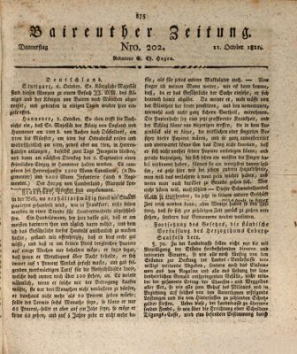 Bayreuther Zeitung Donnerstag 11. Oktober 1821