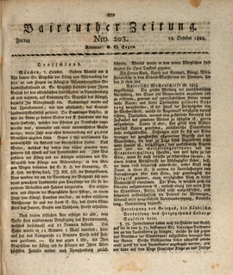 Bayreuther Zeitung Freitag 12. Oktober 1821