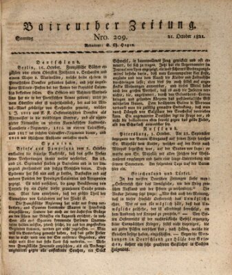 Bayreuther Zeitung Sonntag 21. Oktober 1821