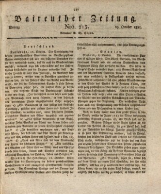 Bayreuther Zeitung Montag 29. Oktober 1821